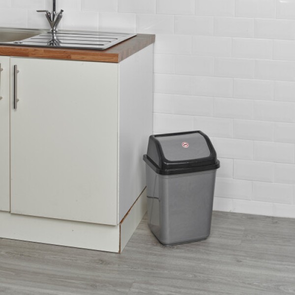 (30L Black/Grey) 5/20/30/50L Kitchen Trash Recycling Bin with Rotating Lid